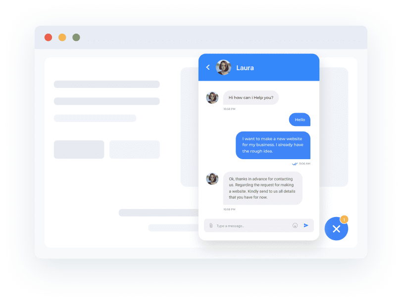 A chatbot with a message on the screen.